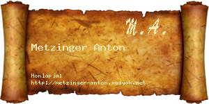 Metzinger Anton névjegykártya